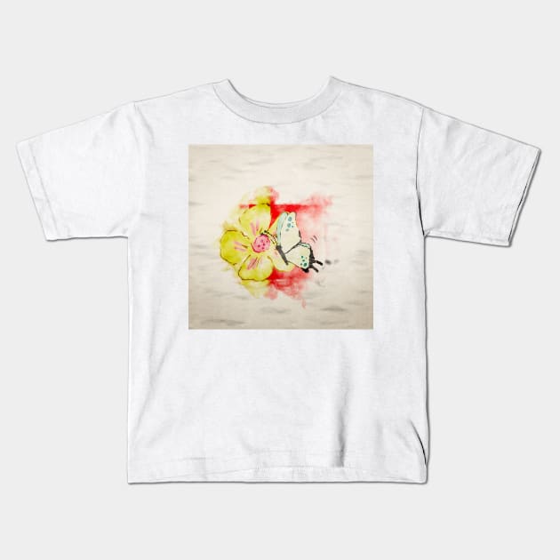 Butterfly and Flower Flew By! Kids T-Shirt by Custom Autos